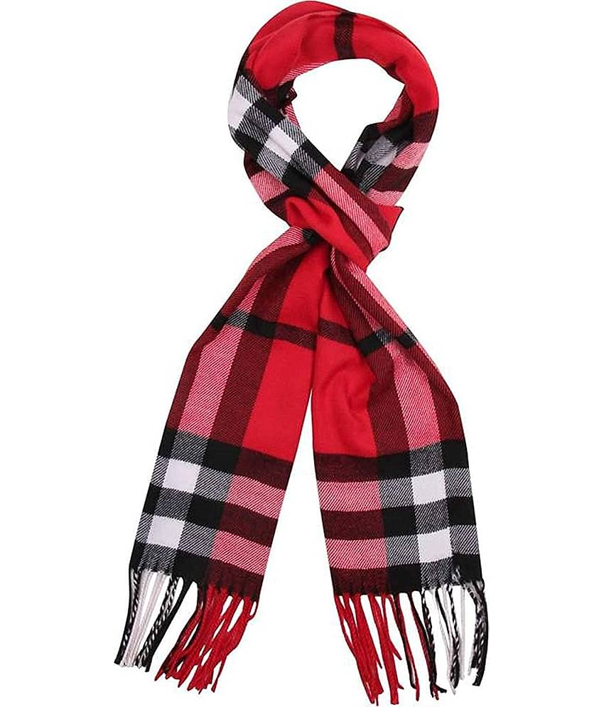 PENYAN Red Checkered Woolen Scarves