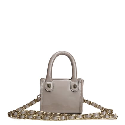Micro Sized Beige Hand Bag in Patent Leather-Micro