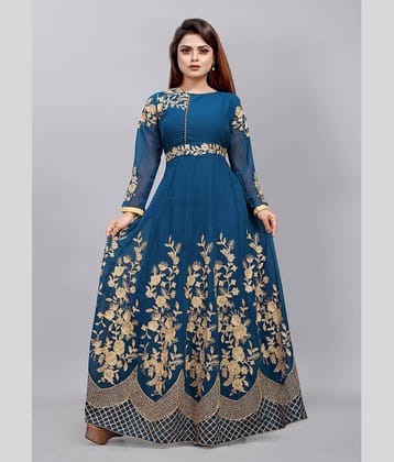 JULEE - Blue Anarkali Georgette Women's Semi Stitched Ethnic Gown ( Pack of 1 )