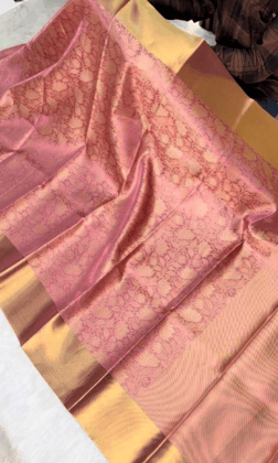 New Wedding Wear Pink Color Banarasi Tissue Silk Jacquared Zari Weaving Fancy Designer Saree