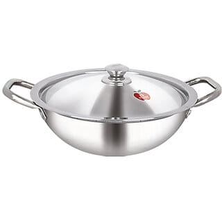 Dhara Stainless Steel Triply Kadai 2500 with Stainless Steel Lid 22 CM