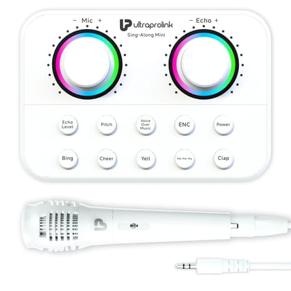 Slimmest Portable Bluetooth Karaoke Mixer-Wireless Karaoke & Live Broadcast Mixer with Condenser Mic| 5 sound effects| Record on Mobile |Sound Card for Karaoke,Podcast, Singing, Live Stream,Broadcast-Sing-Along Mini | UM1002M Slimmest Portable Bluetooth 