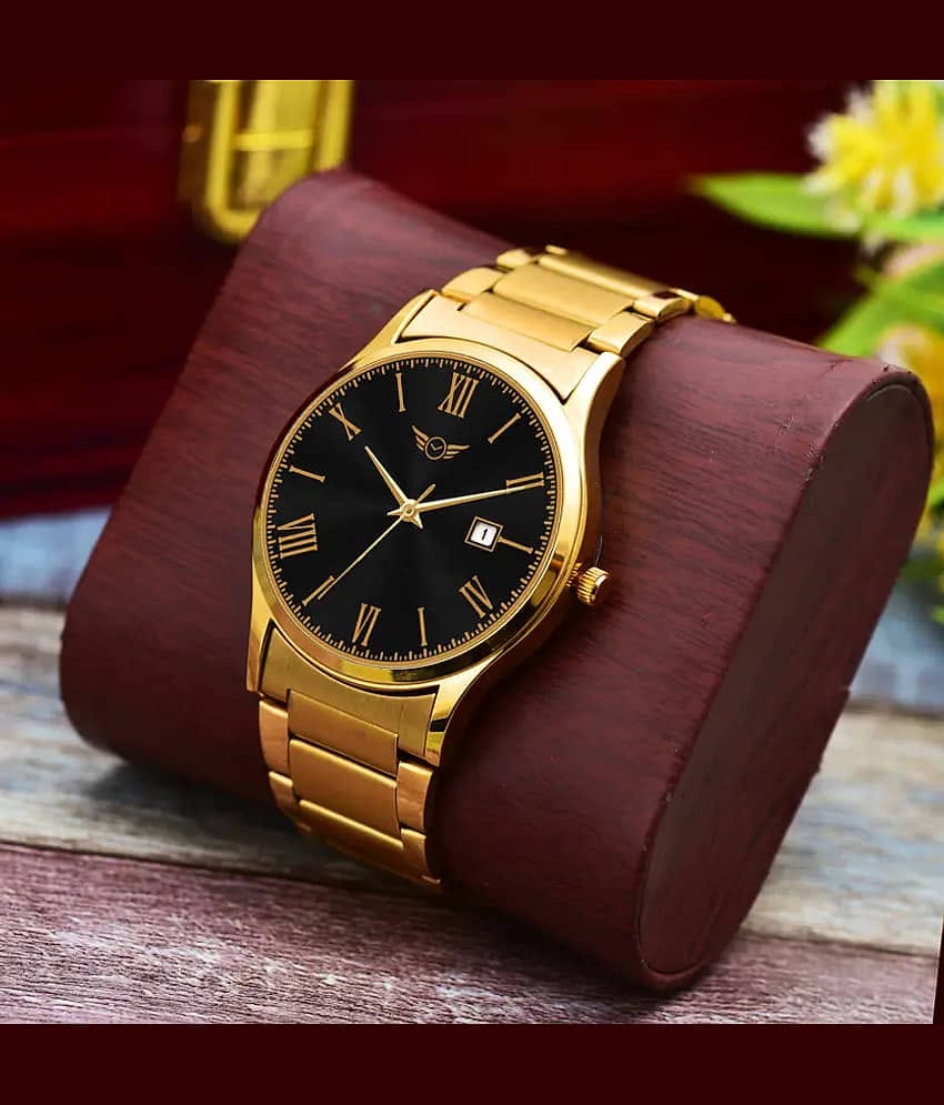 EEWHI Gold Brass Analog Men's Watch