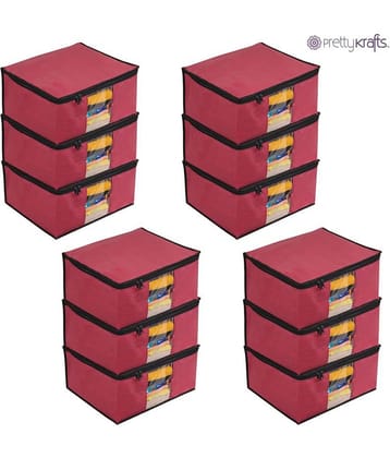 PrettyKrafts 12 pcs Non Woven Saree Cover Storage Bags for Clothes with primum Quality Wardrobe/Organizers for Clothes-Pink