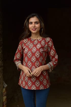 JAIPUR HANDBLOCK PRINT New collection of cotton hand printed short kurti 44