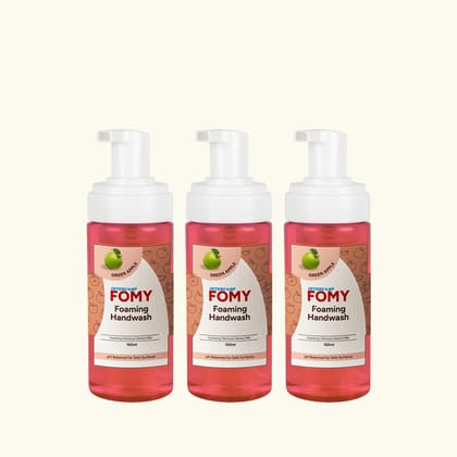 Intercorp Fomy Antibacterial Soft Refreshing Foam Hand Wash, 160 ml Each (Green Apple - Pack of 3)