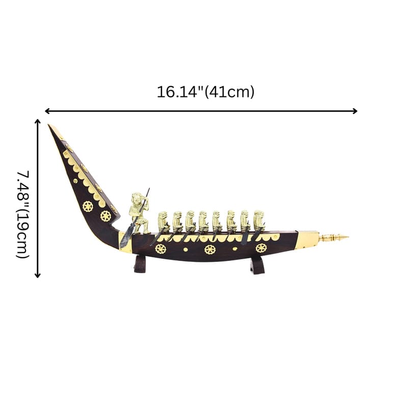 Elegant Palliyodam Snake Boat | Traditional Onam Boat Race Miniature with 17 Rower Details