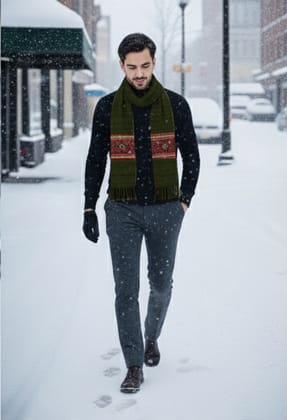Fashion Point Mehndi Wool Muffler for Men