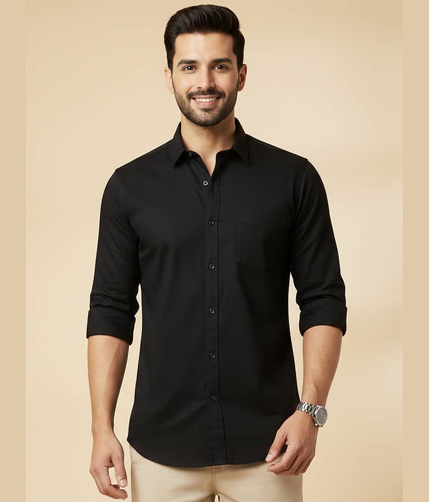 color bucket 100% Cotton Regular Fit Solids Full Sleeves Men's Casual Shirt - Black ( Pack of 1 )