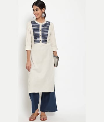 Antaran - White Cotton Blend Women's Straight Kurti ( Pack of 1 )