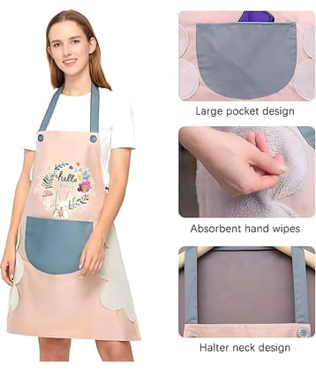 Radhe Creation PVC Printed Kitchen Apron with 1 Center Pocket ( Pack of 1 )