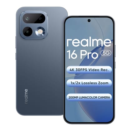 Realme 16 Pro 5G Smartphone 12+256GB Pebble Grey, 144Hz AMOLED Display,7000mAh Battery,80W SuperVOOC, 200MP Primary Camera 50MP Front Camera, MediaTek 7300-Max Processor,IP69 Realme 16 Pro 5G Smartphone 12+256GB Pebble Grey, 144Hz AMOLED Display,7000mAh Battery,80W SuperVOOC, 200MP Primary Camera 50MP Front Camera, MediaTek 7300-Max Processor,IP69