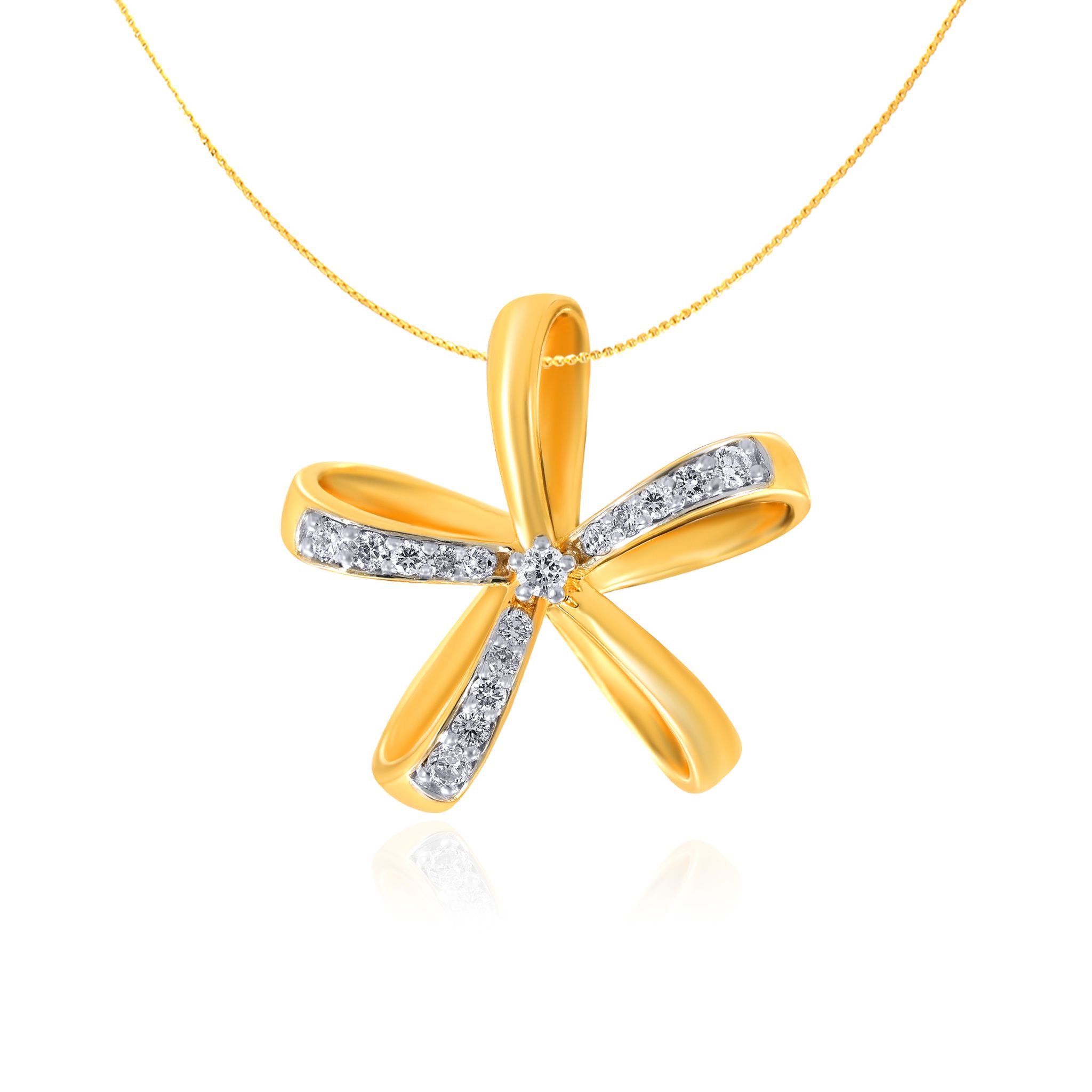 Senco Gold Dazzling Daisy Amaze Diamond Pendant (1.6 gram / 0.13 Ct / GH-VS / 14K Yellow Gold)