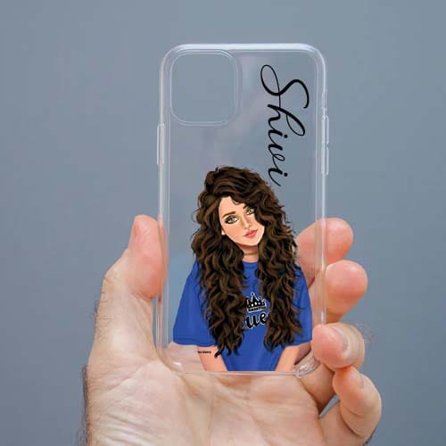 Personalized Cute Girl Transparent Silicon Case Customised with Name for Oppo, Vivo, Redmi, Realme, Poco, Mi, OnePlus, Samsung, iPhone, and More - design 70