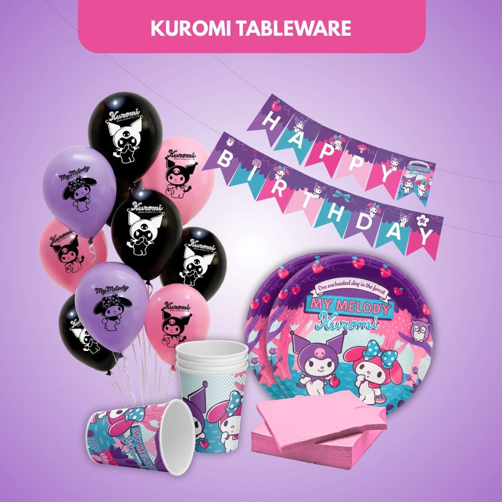 Kuromi Party Tableware & Decoration Combo Set - 51PC - Party and Festive Needs | Buy online on ZillyBuy