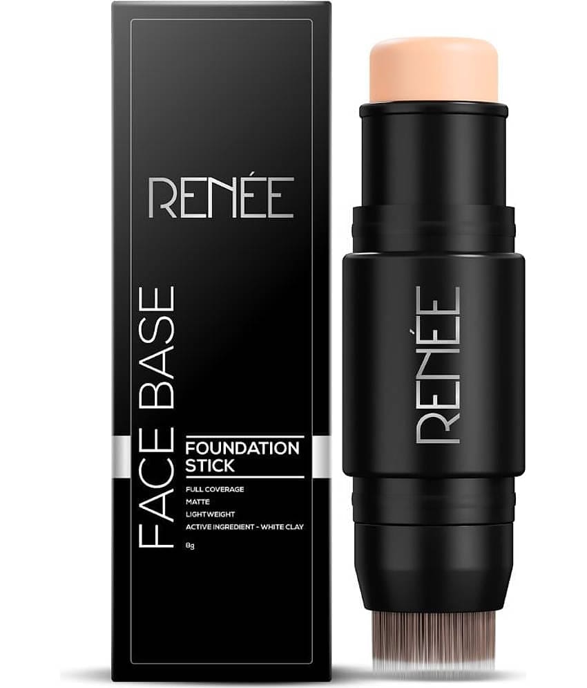 RENEE Face Base Foundation Stick with Applicator - Mocha, Enriched with White Clay, Weightless, 8gm