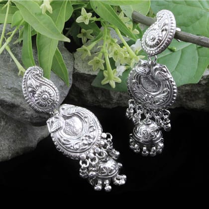 Ethnic Indian Jhumka Dangle Earrings 925 Sterling Silver