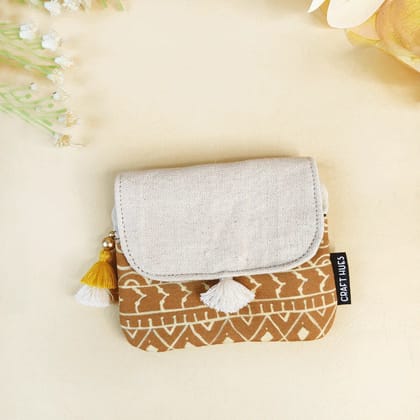 MINI FLAP WALLET- MUSTARD WARLI