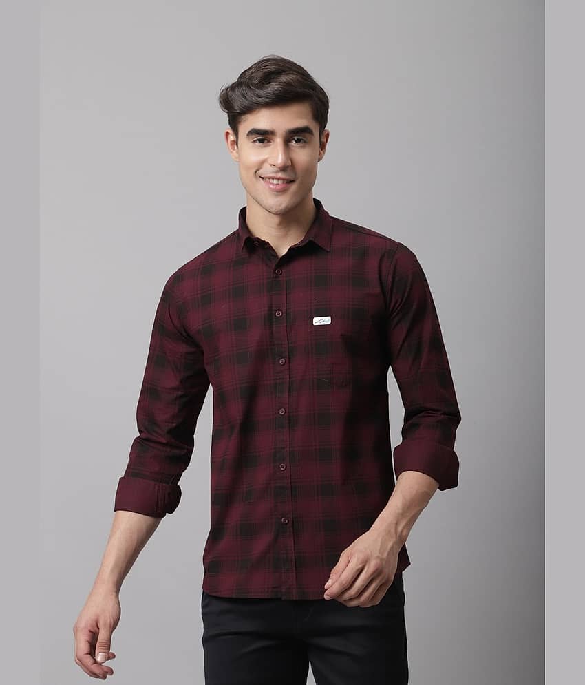 MAJESTIC MAN 100% Cotton Slim Fit Checks Full Sleeves Men's Casual Shirt - Brown ( Pack of 1 )