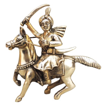 Brass Showpiece Maharani Laxmi Bai Statue, Height : 7.5 Inch (BSMAS1684 C)