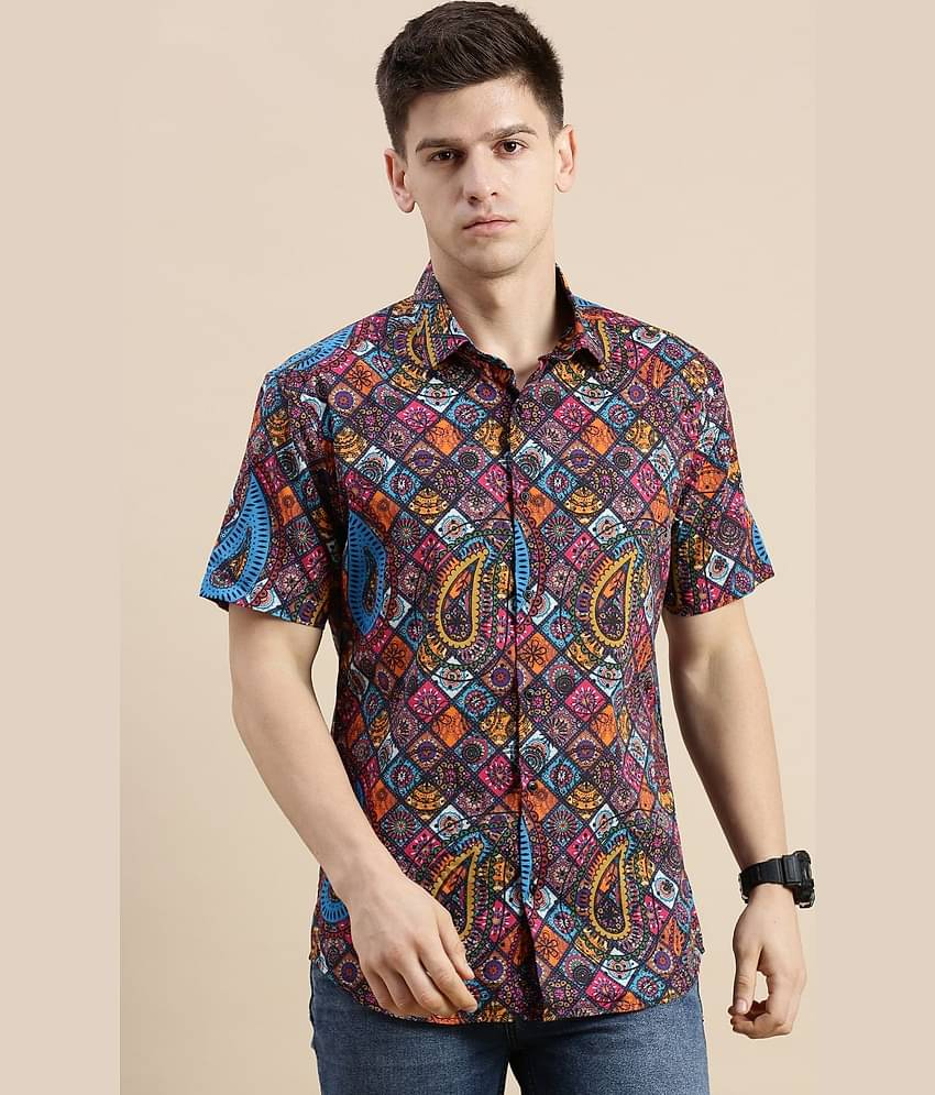 Showoff Satin Regular Fit Printed Half Sleeves Men's Casual Shirt - Multi ( Pack of 1 )