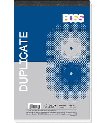 Navneet BOSS Duplicate Book No. 1 | 100 + 100 Sheets| 14 cm x 22 cm | Pack of 5