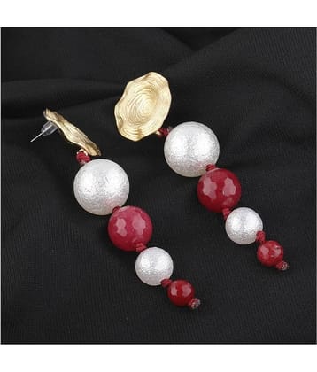 Silver Shine Unique White and Red Colour Designer Party Wear Earring For Girls and Women Jewellery