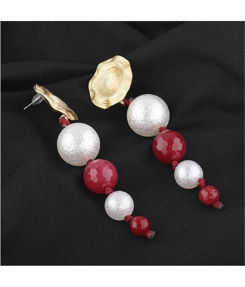 Silver Shine Unique White and Red Colour Designer Party Wear Earring For Girls and Women Jewellery