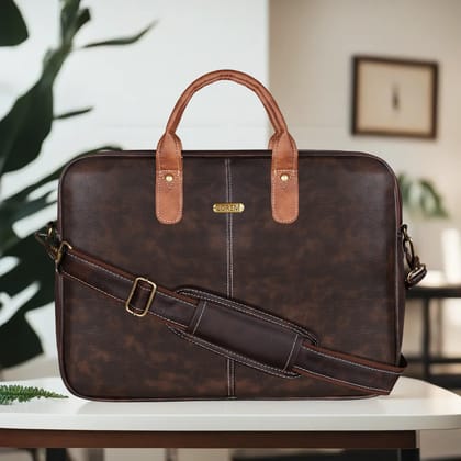 LOREM Brown Color faux leather 10L Laptop Messenger Bag For Men & Women BG72
