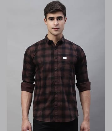 MAJESTIC MAN 100% Cotton Slim Fit Checks Full Sleeves Men's Casual Shirt - Brown ( Pack of 1 )