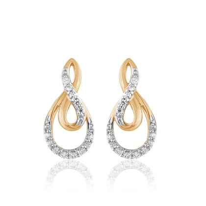 Senco Gold Artsy Charm Diamond Studs (1.85 gram / 0.11 Ct / HI-SI / 14K Yellow Gold)