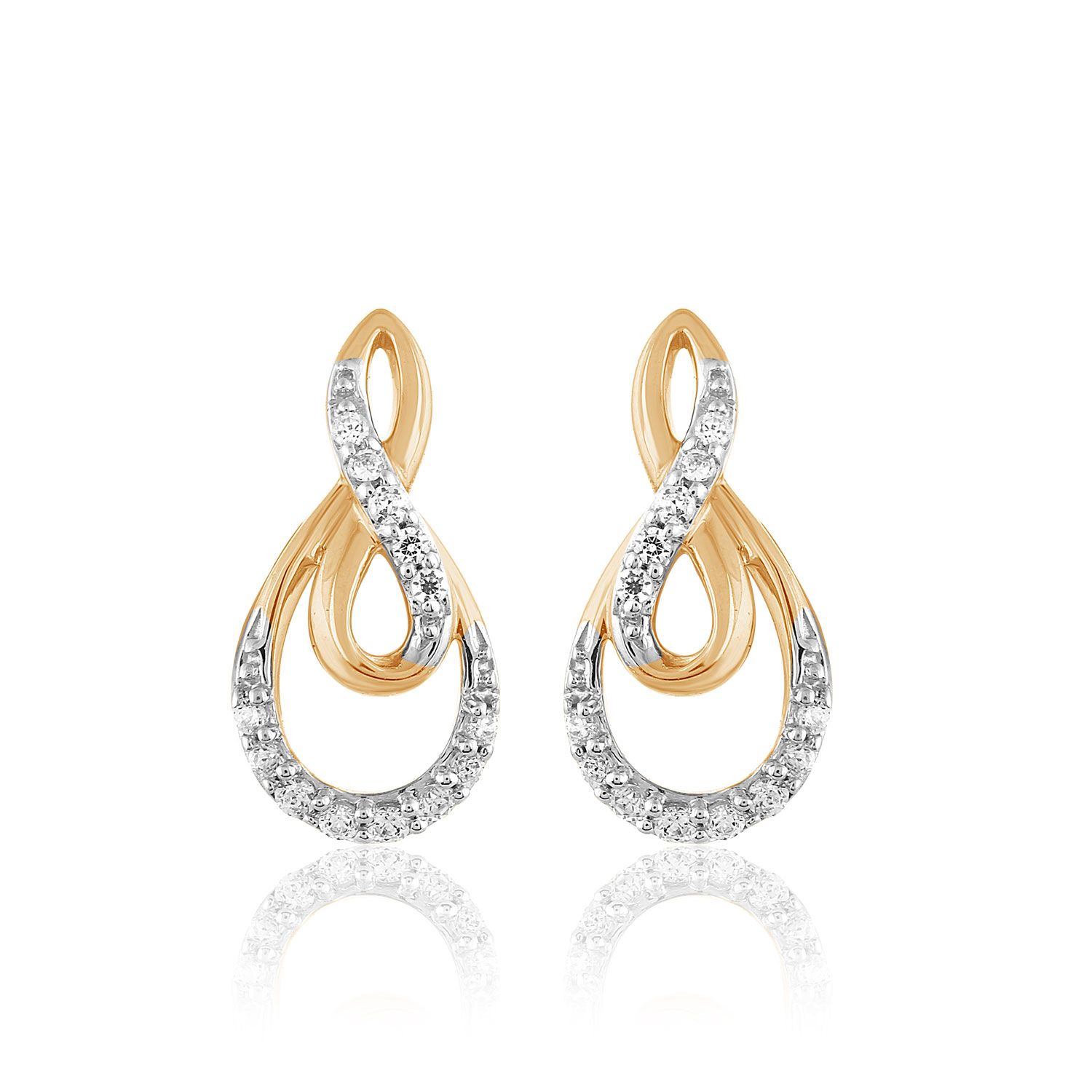 Senco Gold Artsy Charm Diamond Studs (1.85 gram / 0.11 Ct / HI-SI / 14K Yellow Gold)