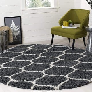 GALLERY HOME Silky Smooth Anti-Skid Shaggy Round Carpet with 2 inch Thickness (5 x 5 Round, Charcoal M1)