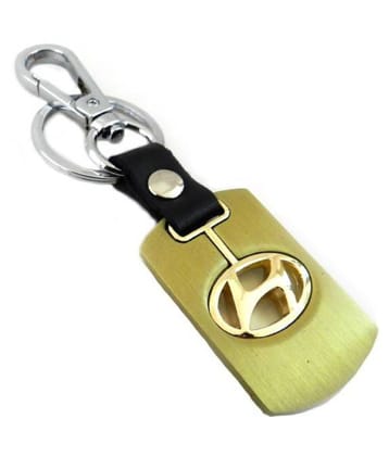 Americ Style Hyundai Golden Metal Swinging Logo Locking Locking Key ChainÂ Â (Gold)
