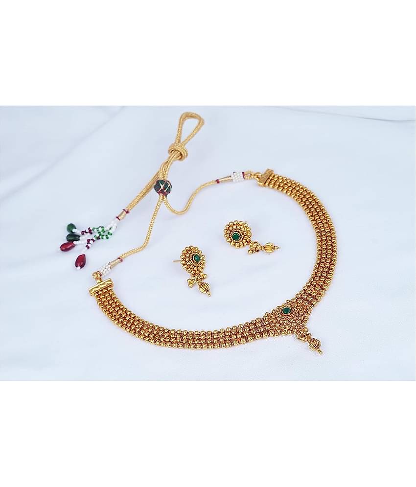 ROFARWORD Gold Brass Necklace Set ( Pack of 1 )