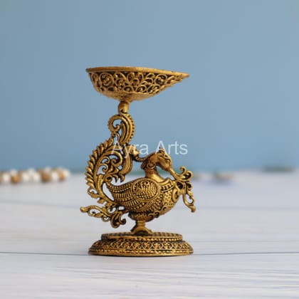 Premium Brass Swan Deepak - 3.5 Inch Height Premium Brass Swan Deepak - 3.5 Inch Height