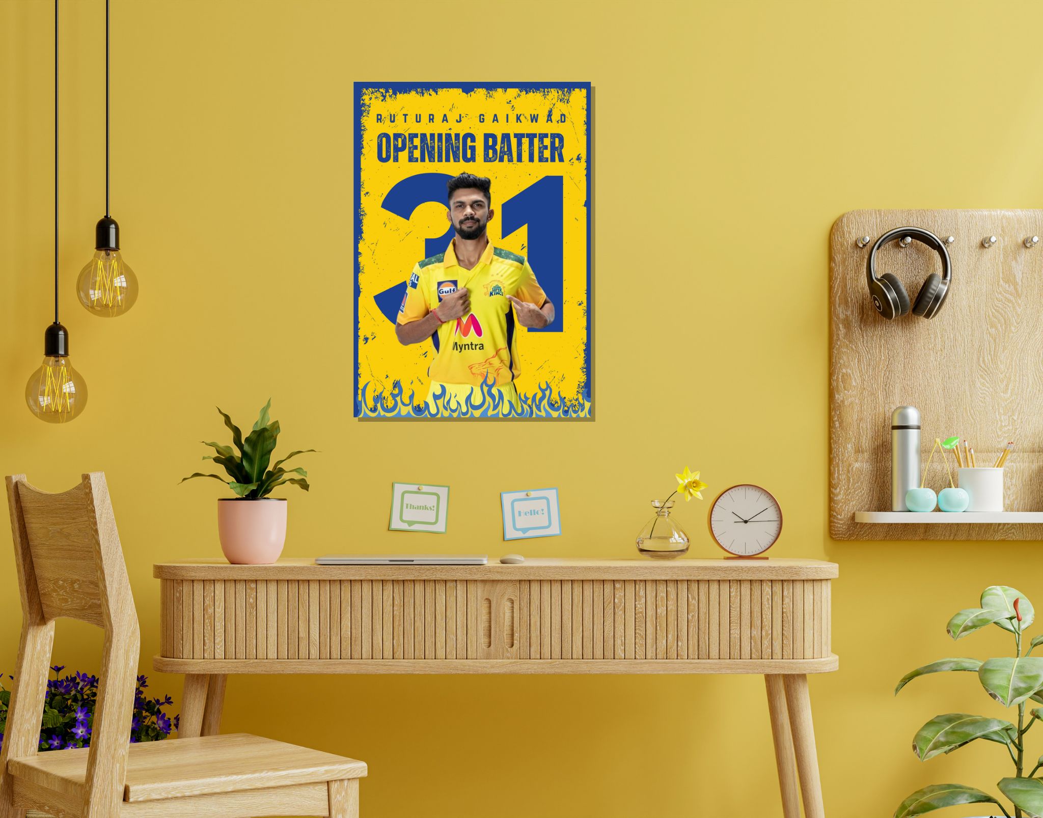 "RUTURAJ GAIKWAD:CSK"- Shiny & Sturdy Metallic Poster  Art That Pops & Sticks-A3