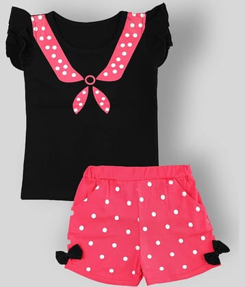 CATCUB Pack of 1 Baby Girls Cotton Top & Shorts ( Black )