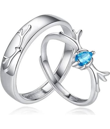 Thrillz Couple Rings Stainless Steel Crystal Silver Adjustable Rings For Women Girls Love Gifts