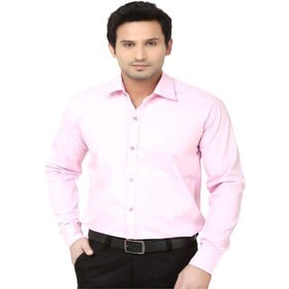 Baleshwar Men Pink Solid Formal Shirt (Pack of 1)