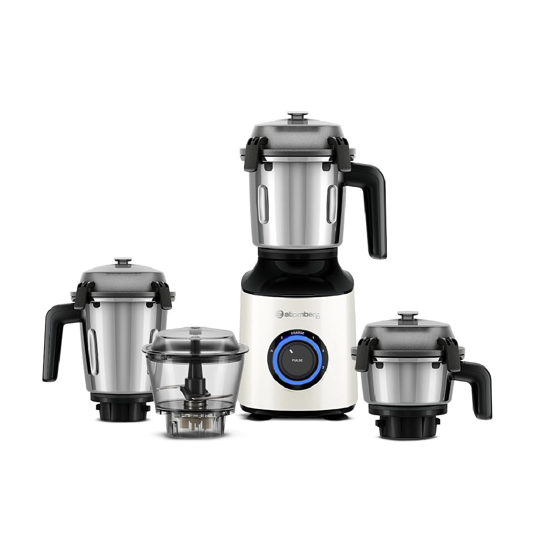 Atomberg Zenova Mixer Grinder | Unique Coarse Mode for Silbatta-like Texture | Intelligent BLDC Motor | Safety Features | 4 Jars including Chopper | Hands-Free Operation (Pearl White) Atomberg Zenova Mixer Grinder | Unique Coarse Mode for Silbatta-like T