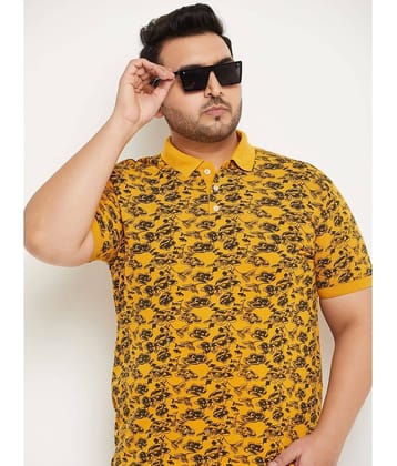 RELANE Pack of 1 Cotton Blend Regular Fit Printed Half Sleeves Men's Polo T Shirt ( Gold )