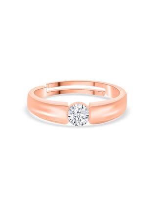 1 Carat American Diamond Solitaire Adjustable Ring For Men in Rose Gold Silver-Adjustable
