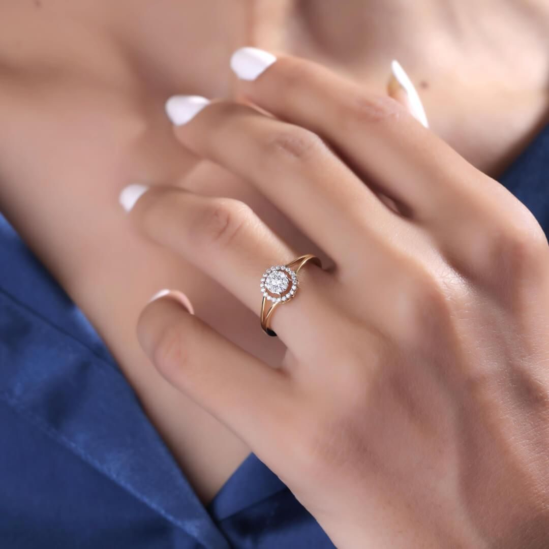 Michelle Silver Moissanite Ring for Women | 22KT Gold Vermeil-13 / Yellow Gold