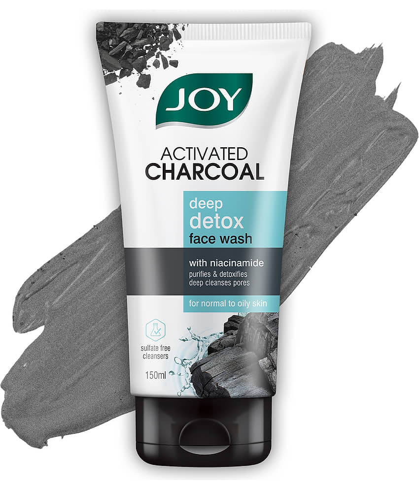 Joy Activated Charcoal Face Wash for Oily Skin Controls Oil & Removes Dirt & Blackheads 150ml (Pack of 1)