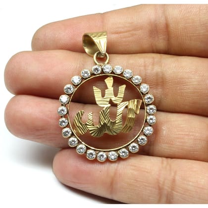 Allah Pendant 14k Real gold CZ studded Circle Pendant pre-owned