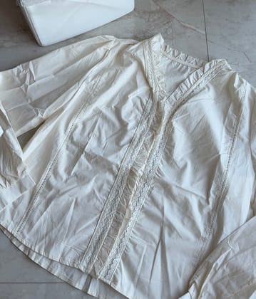 Bonita frill neck blouse-Off White / XS