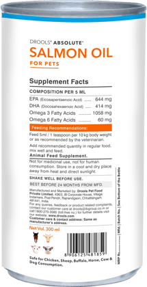 Drools Absolute Salmon Oil Syrup- Dog Supplement, 300ml