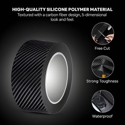 Heavy Duty Carbon Fibre High Gloss Anti-Scratch Black Paint Protection Film Tape | Self-Adhesive Carbon Fibre Wrap for Car Protection & Decoration (Original Quality)