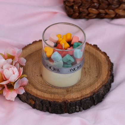 Rose Multi Color Heart Candle Rose